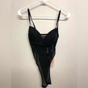 Black Mesh Bodysuit SHEIN